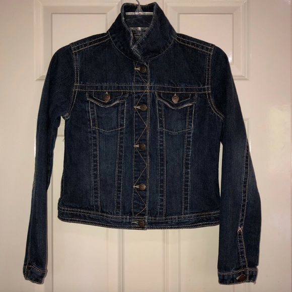 GAP Girls 1969 Crop Denim Blue Jean Jacket XXL 14 - Picture 1 of 6